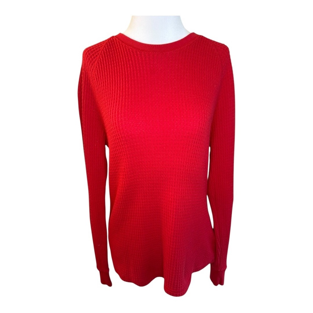 Old Navy Thermal Knit Top Soft Washed Long Sleeve Red Waffle Shirt Size Smal